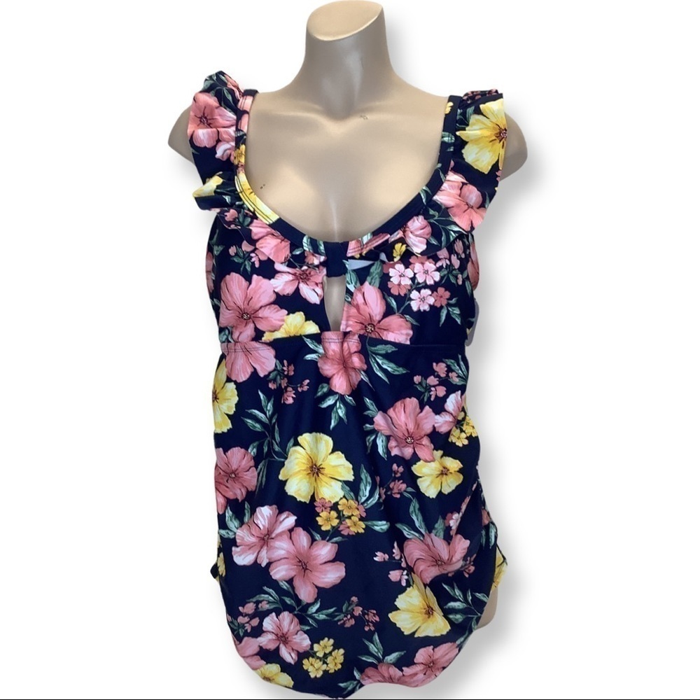 Women’s Maternity Navy Floral Swim Top
